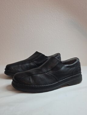 DR. MARTENS TEVIN VINTAGE RUGGED SLIP-ON BLACK LEATHER OXFORDS MENS 11 VGUC